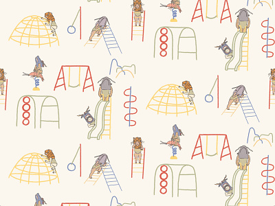 playground animal character illustration pattern playground procreate