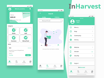 Inharvest - Dashboard & Search Design