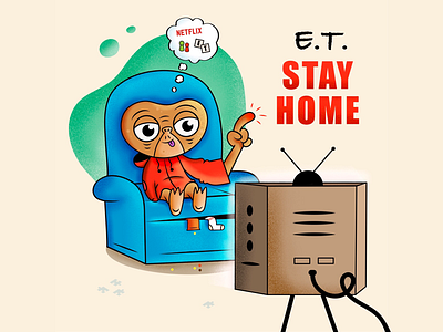 E.T. stays Home coronavirus e.t. illustration movies