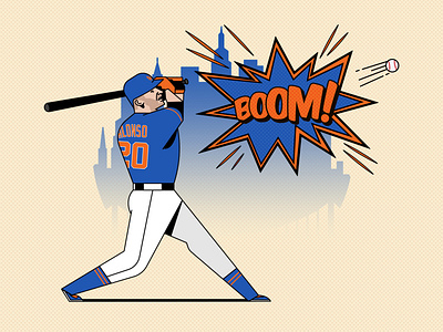 Boom! Boom! Alonso alonso baseball baseball bat blue character design design homerun illustration mets new york new york mets orange sport sports design vector