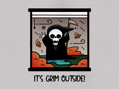 It’s Grim Outside! character character design design funny grim grim reaper halloween halloween design illustration skeleton vector weather