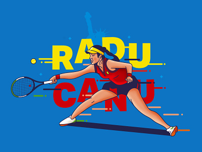 Emma Raducanu character character design design emma raducanu illustration illustrator raducanu tennis tennis illustration us open us open tennis vector