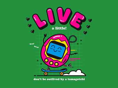Live a Little! 80s 90s character character design design funny illustration pop culture tamagotchi vector