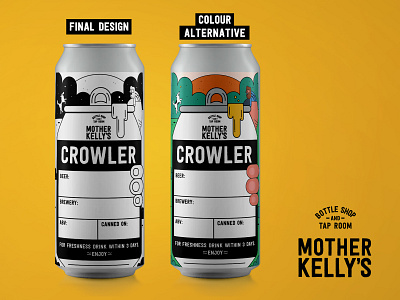 Mother Kelly's Crowler Label Design beer beer branding beer can branding can design illustration vector