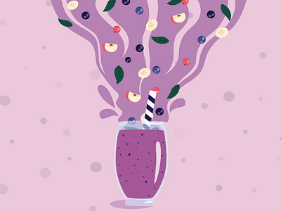 Purple smoothie delicious drink flat illustration food fruit glass healthy immune system purple smoothie vector