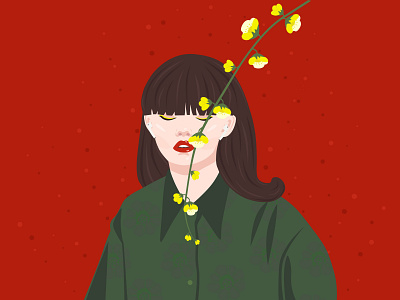 Girl illustration airpods character flat illustration flowers girl headphones illustration music red spring vector vectornator woman illustration woman portrait