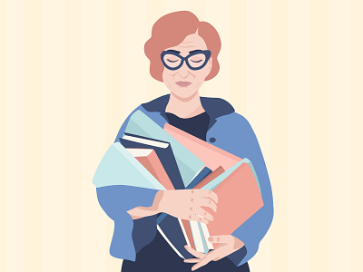 Librarian books character flat illustration inspiration librarian read read more reading