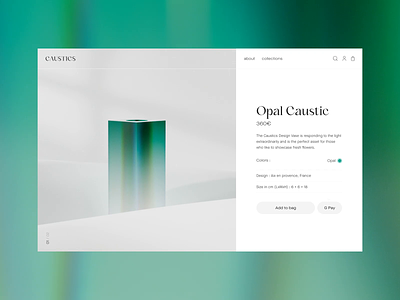 Caustics 3d animation clean concept design ecommerce eshop gradient product shop ui ux vases webdesign