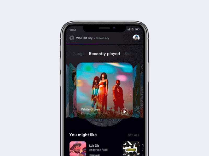 STREAM MUSIC APP app cards concept mobile music stream