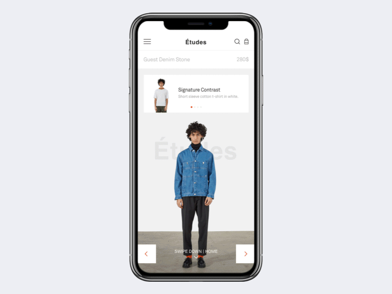 Études Studio app cards clean clothing concept fashion mobile ui webdesign études