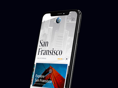 Travel App 3d animation app california cards clean concept design earth interface map mobile paris travel ui