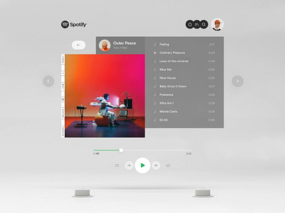 Spotify in Augmented Reality ar ar app augmented reality clean interface motion music vr