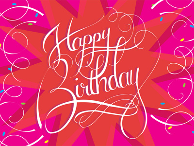 Birthday Card birthday color greeting card hand lettering lettering pink red