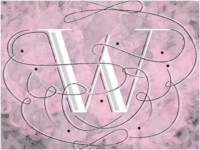 Letter W design hand lettered lettering pink serif texture typography w white