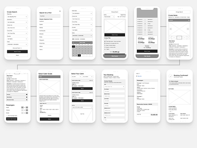 Mobile Wireframes - Cruise mobile mobile design mobile ui mobile wireframe ui ui design uidesign uiux ux design uxdesign wireframe wireframing