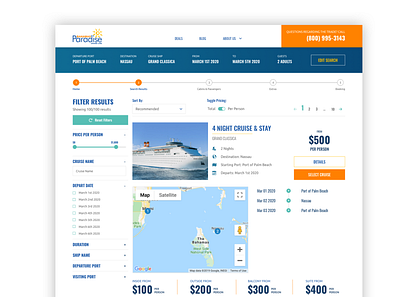 Cruise Package Booking booking branding colour palette concept design homepage interface ui ux webdesign