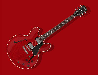 Gibson ES-335 cherry design es 335 faded gibson guitar vector