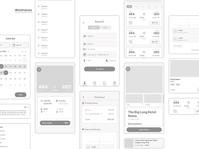 Penguia - Flight & Hotel Booking App Concept app booking interface mobile travel ui ui design wireframe