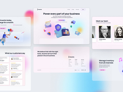 Invento - Hero Landing Page Concept [WIP] 3d blur gradient header hero interface landing page soft ui ui design web web design