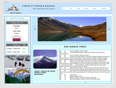 Himalyan Tourist design mountains react travel agency trekking ui ux web