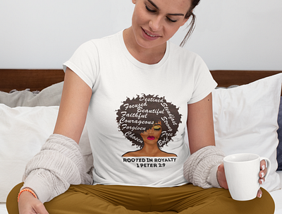 Rooted In Royality text designs african american black design graphicdesign illustration logo stylish tshirt typography woman illustration