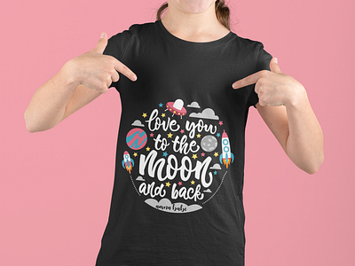 Love You to the moon text design