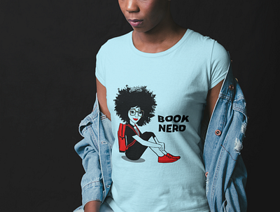 Book Nerd text illustration african american black design graphicdesign illustration logo stylish tshirt typography woman illustration