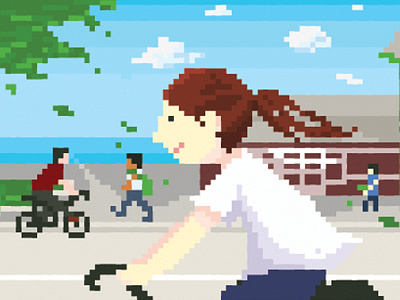 Pixel Drawing - Biking biking campus illustration life pixel school student life uc davis