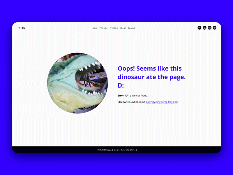 Error 404 | Dinosaur | UI/UX Design adobe adobexd design dinosaur error 404 error page ui ui design user interface ux ux design xd