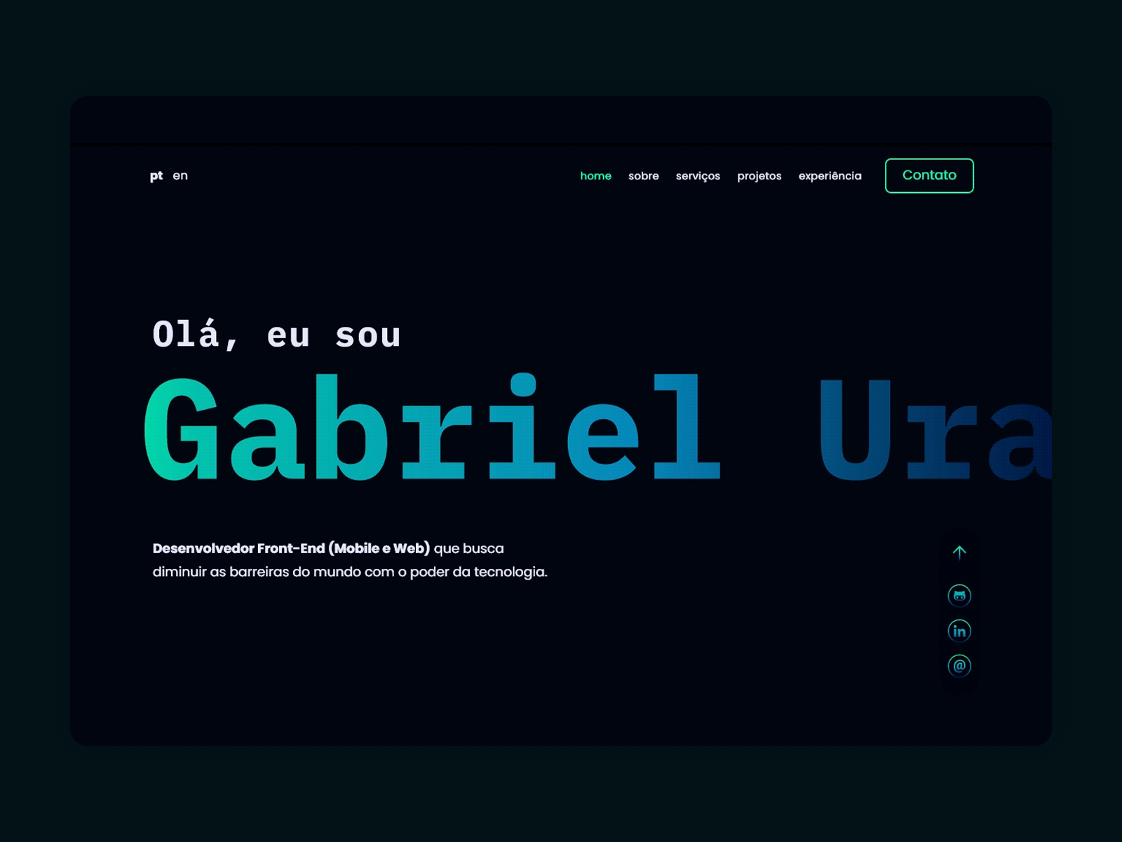 Personal Portfolio Website - Gabriel Urano adobe xd animation clean dark dark mode design gradient interaction landing page motion personal portfolio ui ui design ux web web design website