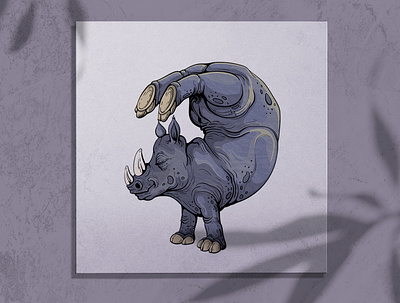 Rhino Yoga adobe illustrator animal illustration animal painting animal yoga character illustration illustration rhino rhino illustration vector illustration yoga pose