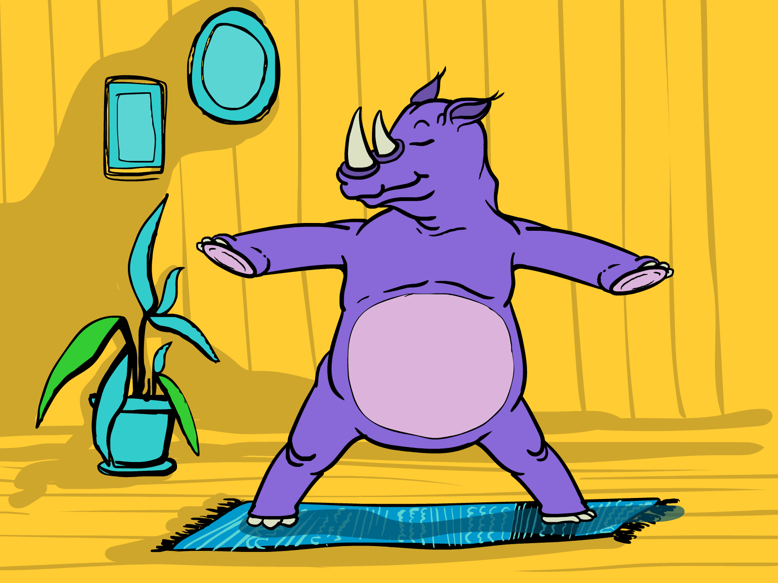 Rhino doing Yoga 1