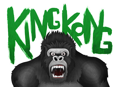 King Kong animal ape b movie black design film foursight gorilla green grey illustration jungle king kong monster painting photoshop texture typography
