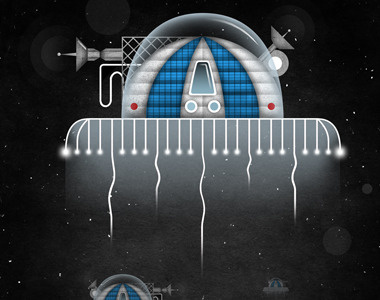 UFO black blue creature design digital exploration fish illustration ocean sea ship space station ufo underwater