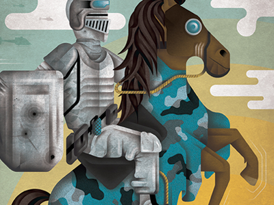 War blue camouflage design digital green horse illustration knight metal photoshop poster soldier texture war yellow