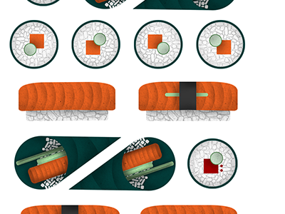 Sushi design digital food graphic graphic design green icons illustration japan orange photoshop red sushi texture white