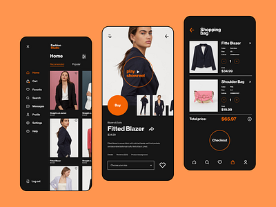 Fashion Studio | Mobile app concept app application application design behance card clean darkui ecommerce ecommerce app ecommerce design fashion interface minimal mobile mobile app mobile design screen ui uidesign ux