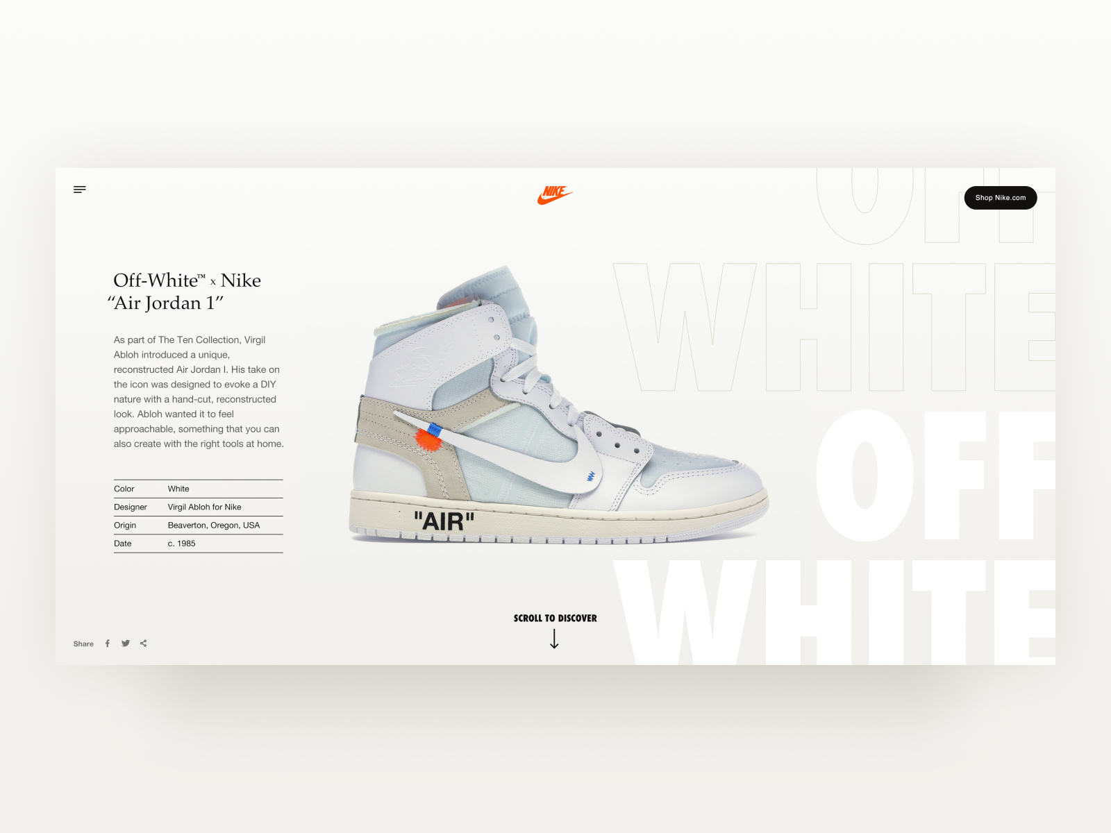 Nike x Off-White™ Landing Page by Eric Salcedo on Dribbble