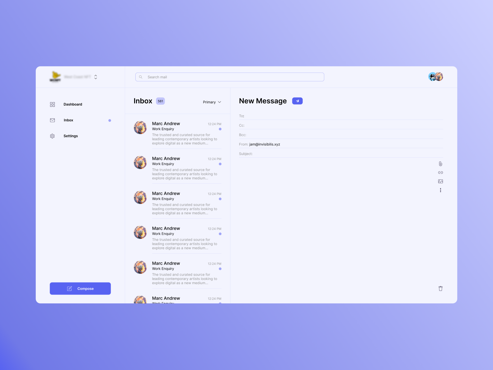 Mail service UI by jam on Dribbble