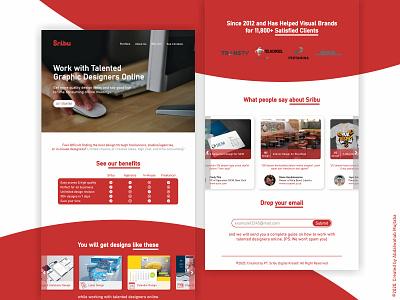 Sribu Landing Page Design design landing page red ui ux web web design white