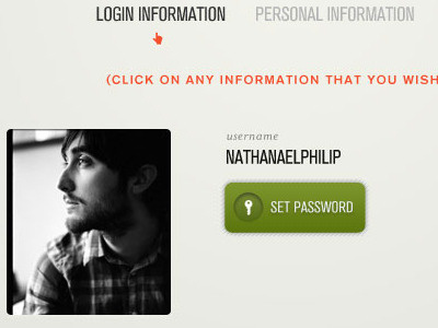 Login Information condensed green white