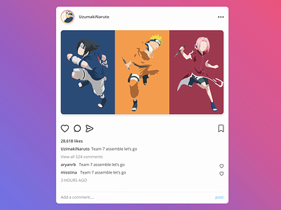 Instagram Feed Retouch up design flat instagram instagram post kakashi minimal naruto sakura sasuke ui ux webdesign