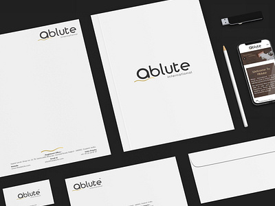 Ablute Stationary Portfolio | WebsManiac Inc. brand portfolio branding logo logo designing stationary design stationary portfolio