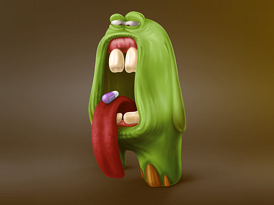 Monsta 2d illustration monster paint photoshop pill swallow