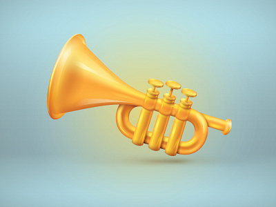 Trumpet gold illustration illustrator metalic trumpet vector