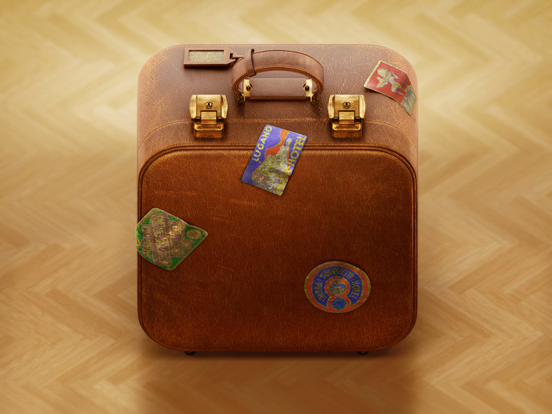 Luggage luggage suit case illustration old rough vintage leather icon modo photoshop csheemoney retro
