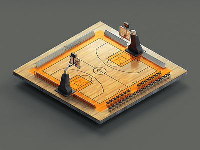 Basketball Court basketball court cshee hoop icon illustration isometric modo nba nemanja pesic ortho photoshop