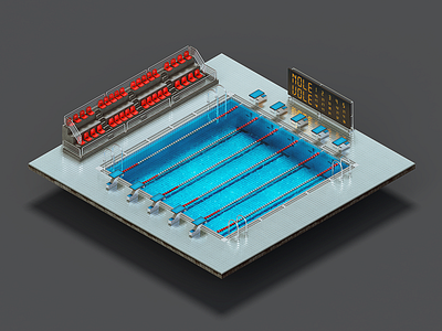 Pool arena icon illustration isometric modo ortho photoshop pool sport swiming