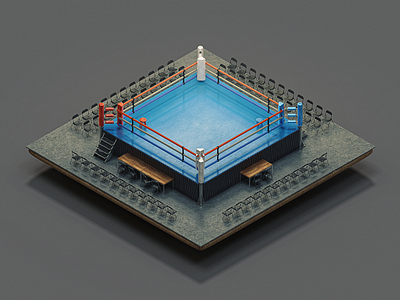 Boxing Ring 3d boxing icon illustration isometric modo orthographic ring