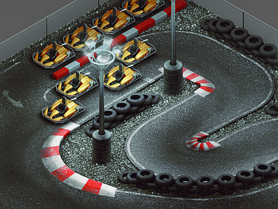 Kart Circuit Detail circuit illustration infographic isometric kart karting modo motosport render thaspeeeed track